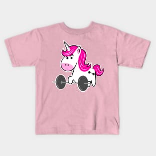 Unicorn weightlifting, fitness girl Kids T-Shirt